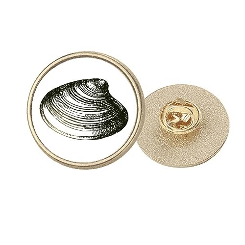 Broche en métal doré avec gravure marine noire festonnée luxe