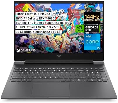 HP Victus | Intel Core i5-14450HX | 32 GB RAM | 1 TB SSD | NVIDIA GeForce RTX 4060 | 16, 1 inç 144 Hz FHD IPS | FreeDOS | Gaming Laptop | BK5R0EA