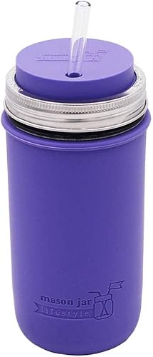 Miniatura 6 de Funda de boca ancha de 24 onzas y media silicona con orificio para popote de silicona a juego y popote reutilizable (gris carbón + popote de vidrio)