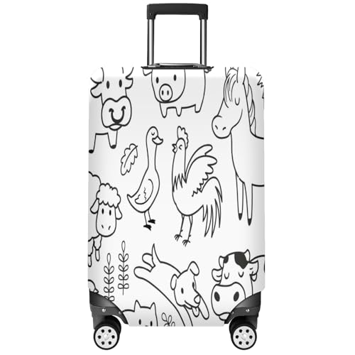 Travel Luggage Cover Suitcase Protector Scratch-Resistant Fit Not Included Suitcase Animals Farm XL-30-32in