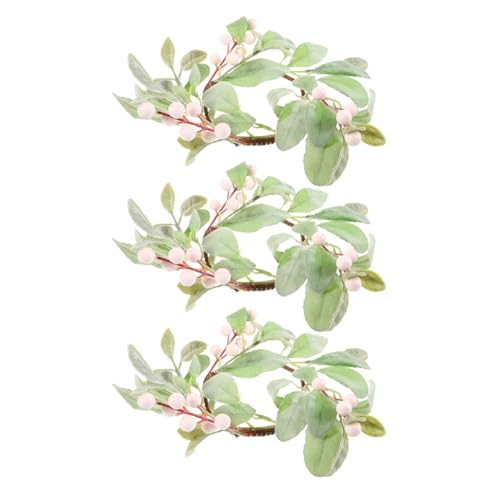 PRETYZOOM Christmas Candle Ring Decor Greenery Pillar Candle Holder Faux Floral Wreath Farmhouse Style Holiday Accessory