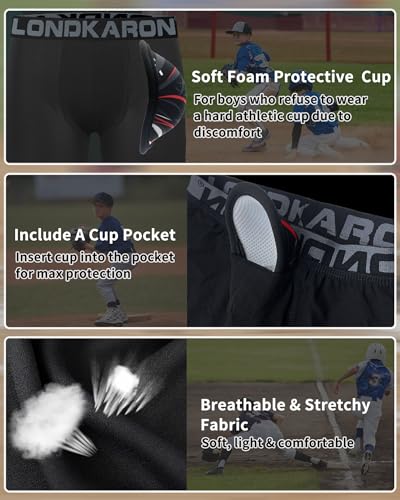 image for Londkaron 3-Pack Youth Boys Stretch Boxer Briefs w/Soft Protective Cup