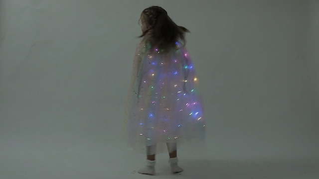 Capa de princesa con luces LED para niñas, tul 2 capas miniatura 7