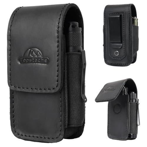 Image of Topstache Leather Multitool Sheath with Belt Clip - EDC Multi Tool Holster for Folding Tool - Leather EDC Holster Pouch Belt Organizer - Magnetic Closure Multitool Case Sheath, M,Black