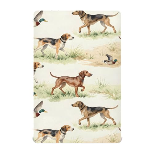 Image of Fitted Crib Sheets for Baby Boys or Girls Soft Breathable Baby Play Yard Sheet for Standard Size Crib Mattress 39x27in Hunting Dogs and Ducks