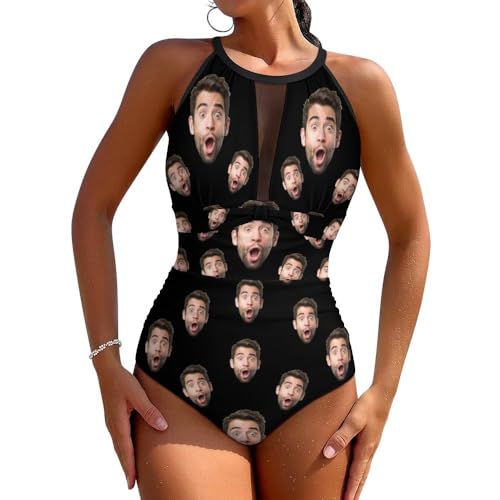 Custom Face Swimsuits for Women Personalized One Piece Funny Swimsuit Tummy Control Bathing Suit Funny Swimwear