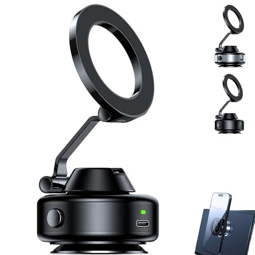 TETGSET Snapmount Handy Halterung 2026 Neu Snap Mount Handyhalterung Selbstansaugende Vakuum Magnetische Auto Handyhalterung 360 Drehbar Faltbar Anti - Rutsch (Schwarz*1)