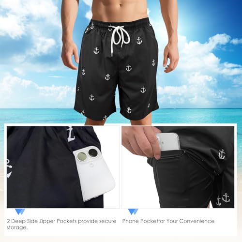 Mens Swim Trunks with Compression Liner 6 Inch Swimming Shorts Stretch Beach Shorts Quick Dry Swim Short4