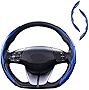 Carbon Fiber Steering Wheel Cover,[2022 New Upgraded]Men's and Women's Safe and Non Slip Car Accessory,15-inch Universal Auto Car Steering Wheel Cover,Steering Accessories for Car (Carbon Fiber Blue)