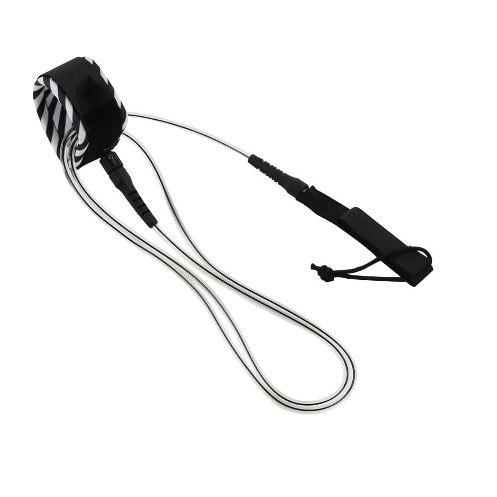 LZM-DIEWLEI Surfboard Leash TPU Bodyboard Leash Premium Surfboard Legrope Coiled Footstrap Retractable Board Security Leashes for Shortboard, Longboard, Paddleboard(Transparent Black,7mm/10ft)