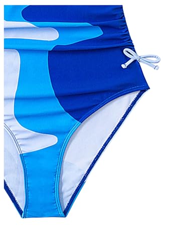 SweatyRocks Girl's Color Block Spaghetti Strap Sleeveless Drawstring Bathing Suit One Piece Swimsuit4