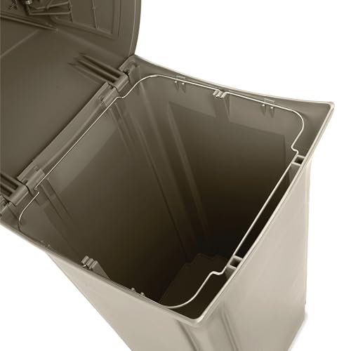 Image of Rubbermaid Commercial Products Ranger Trash Can with 2 Door Lid, 35 GAL, Black Plastic, Outdoor for Stadiums /Parks /Shopping Plazas
