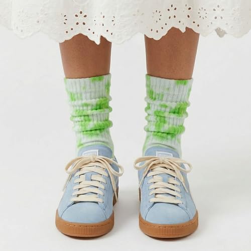 Image of COUVER Womens Scrunched Slouch Socks Soft Cotton Breathable Retro Crew or Knee High, Multiple Colors