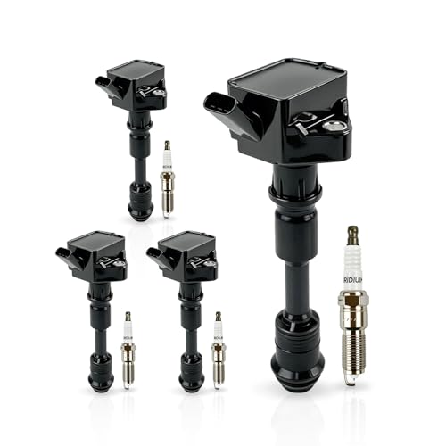VrooDrive Ignition Coil Pack UF756 with Iridium Spark Plugs Replacement Kit For Volvo S60 Cross Country S80 S90 V60 V90 Cross Country XC40 XC60 XC70 XC90 2.0L - 4 Coils+4 Spark Plugs Set