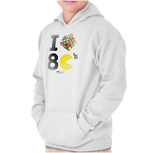 I Love Rubik's Pacman 80's Youth Hoodie Boy Girl White