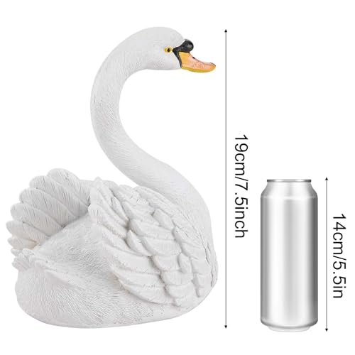 Enforose Estatueta de cisne, decoração e proteção, simulação de resina, campos de cisne branco flutu