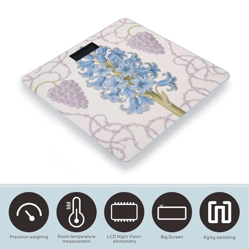 Báscula de baño digital con diseño floral y vidrio templado miniatura 3