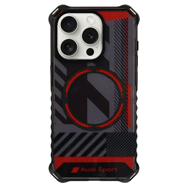 Audi IML Sport Case pour iPhone 15 Pro Max 6,7 Pouces Noir Étui Rigide AU-IMLMIP15PM-RSQ/D2-BK