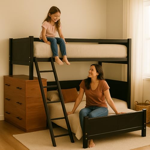 Catálogo de Literas Matrimoniales de Madera los mejores 5. 41 ATLAS DEL DESCANSO Litera Matrimonial - Individual + Cajonera Quebec | Estructura Resiste de MDF y Madera | Escalera Lateral y Mueble con 3 Cajones para Almacenamiento | Color...