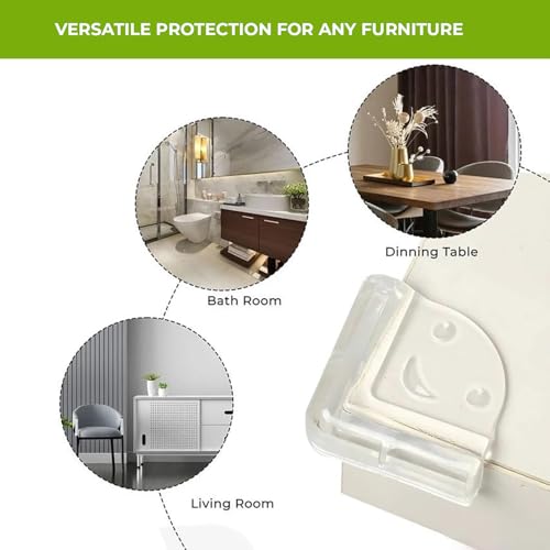 Image of Safe-O-Kid Baby Safety 4 -Pack Smiley Corner Guards + 12 Ball Shaped Corner Protectors - Soft, Durable Furniture Edge Guards (Transparent)