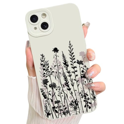 Coque iPhone 14 motif floral noir souple anti-chute LSL