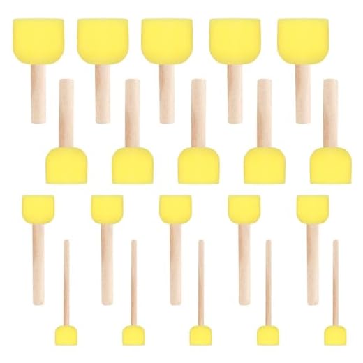 Ouligay Juego de 20 pinceles redondos de esponja, pinceles de esponja, pinceles redondos, esponjas, pinceles para pintar para manualidades, herramientas de cerámica, 4 tamaños