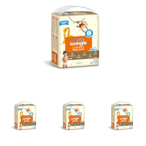 Image of Pro-ease Lovingle Luxury Wrapper Baby Diaper|Pant Style Diaper for Baby|Diaper L Size|2X preference on Absorption*IAdvanced Leakage Protection|Wetness Indicator|Easy Throw Tape|9-14 Kg|50 Pieces.