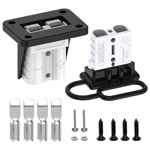 Malictele Anderson Connector 50AMP 6-12 Gauge Battery Quick Connect/Disconnect Connector Kit 600V with Mounting Bracket Waterproof Cap for RV Truck Winch(2 Pack) Gray