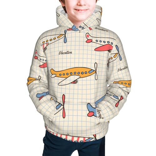Striped Vintage Planes Kid Hoodies Boys Sweatshirts Girls Pullover with Pocket3