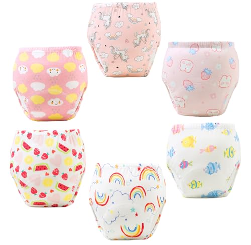 Moonmen Set of 6 Breathable Potty Training Underwear, Baby Potty Training Pants, Toddler Training Underwear for 0-3 Years Boy and Girls Strong Absorbent Cotton Training Pants (M(9-13kg), Style A)