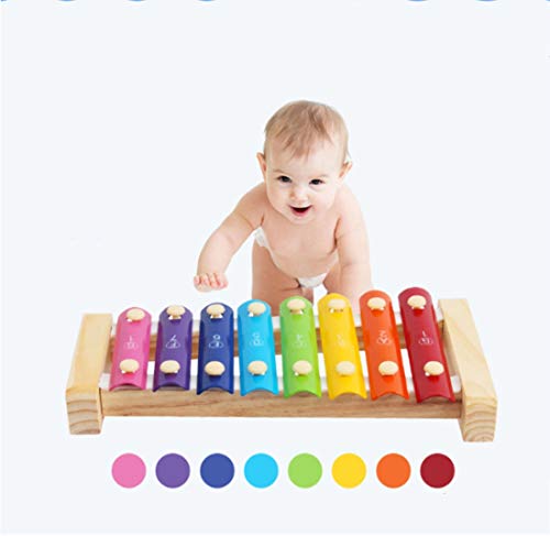 JBBERTH Children's Early Educational Toys Baby Music Initiation Toy Xylophone for Kids, Wood Instrument Toy Children Colorful Knock on The Piano 8-Tone Instrument for Baby Wisdom Development