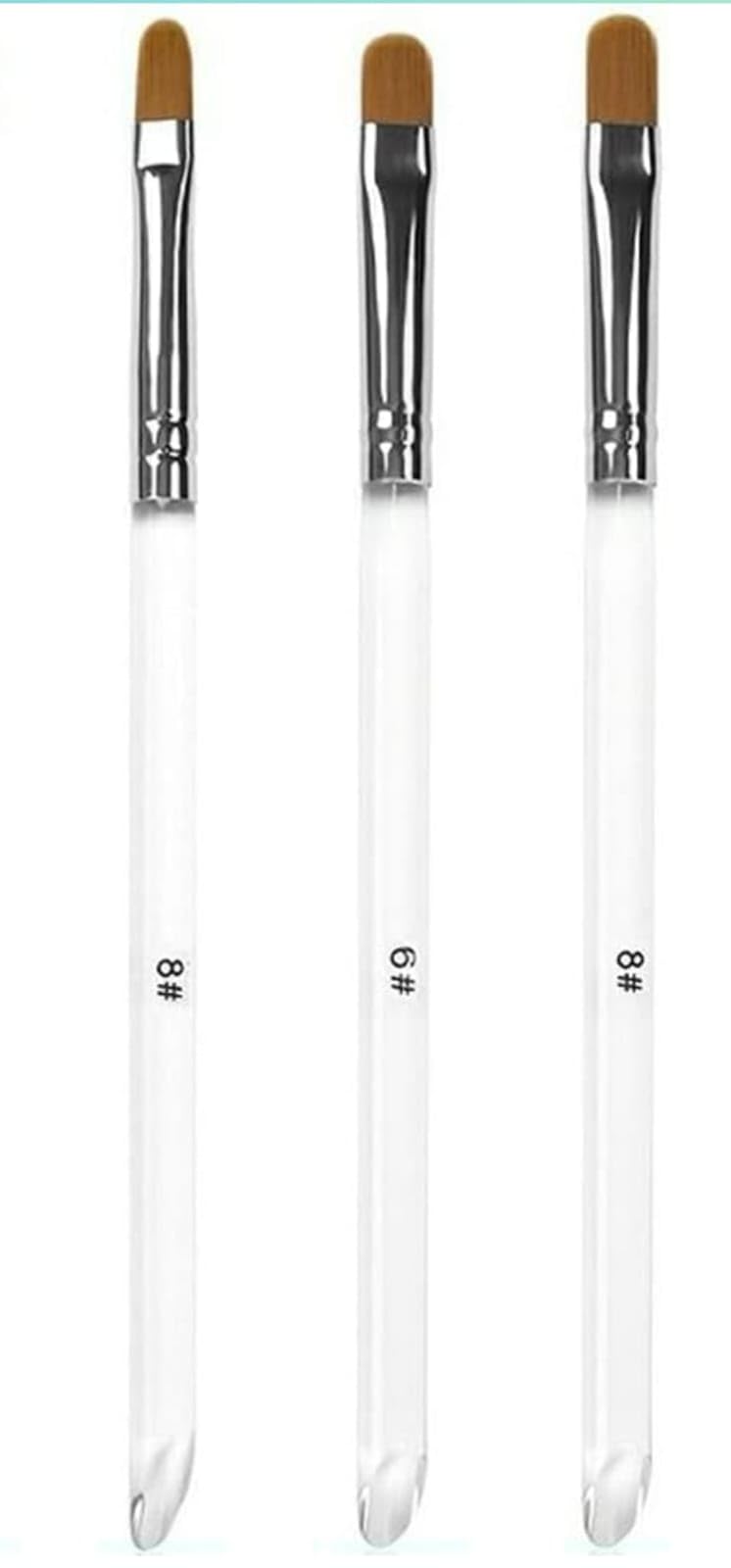 3pcs Gel Brush Set 6no.10no Nail Brushes Nail Art Tips (Round & Conical 3 Each)