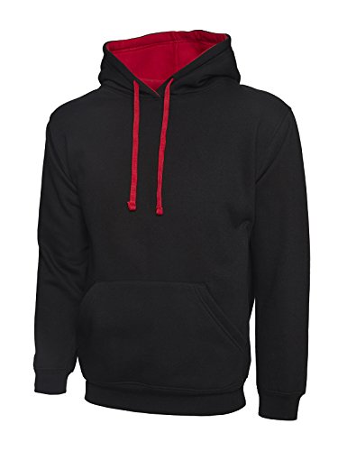 Sweat à capuche contrasté noir et rouge UC507 en taille XL pour homme