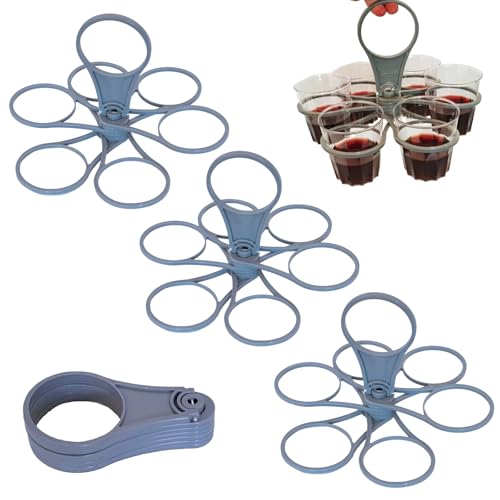 3-Pack Drinks Carrier, Portable Cup Holder, All Inclusive Drinks Carrier Suitable for Coffee, Holiday, Sports, and Events, Durable PP Material, 14.8 * 8 * 3.7cm, Gray Blue