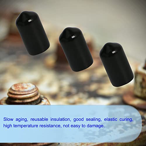 Image of Rubber Round End Cap Cover 0.43 Inch (11mm) Screw Thread Protectors PVC Flexible Tubing Pipe Protective Bolt Screw Thread Protector Safety Cover | for Pipe Post Tubing Rod Cover 100 Pcs (Black)