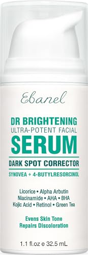 Ebanel Dark Spot Remover for Face Peel Skin Brightening Serum, Targets Melasma Hyperpigmentation Discoloration, Sun Spot Age Spots Remover, with Synovea HR, 4-Butylresorcinol, Niacinamide, Kojic Acid