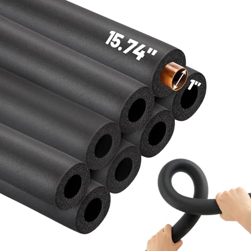 UCandy 8 Pack Pipe Insulation Foam Tube 1 ID*3/8 TH-15.74 Foam Tubing Black Pipe Cover Heat Preservation for Outdoor Water Pipe Insulation AC Unit Exercise Machine Handle & Roof Rack Etc