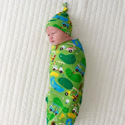 Image of Little Sleepies Swaddle & Hat Set, Baby Swaddles Newborns, Soft Viscose from Bamboo Swaddle Blanket Wrap (Fairway Fun)