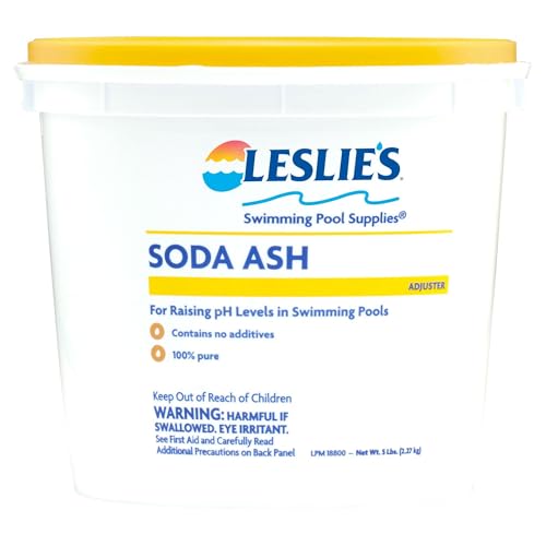 Leslies Soda Ash pH Up - for Increasing pH and Total Alkalinity in Swimming Pools - 100% Sodium Carbonate - 5 Pounds