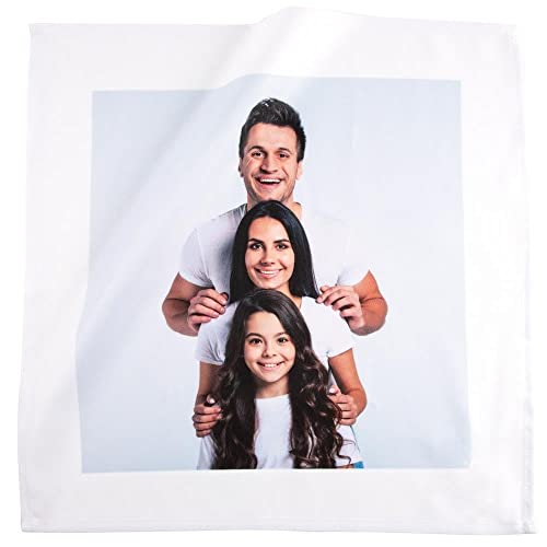 Servilleta Textil Personalizada con Foto - Servilleta de Tela Cuadrada Blanca con Foto a Imprimir - Servilleta Lavable y Personalizable