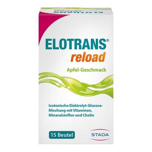 ELOTRANS reload - isotonische Elektrolyt-Glucose-Mischung - Nahrungsergänzungsmittel mit Magnesium, Kaliumchlorid, Cholin und B-Vitaminen - 1 x 15 Beutel - Apfel-Geschmack