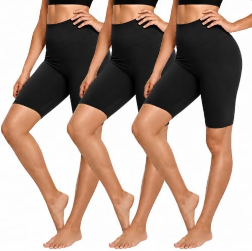 YOLIX 3 Pack Buttery Soft Biker Shorts for Women – 8" High Waisted Yoga Workout Athletic Sports Shorts