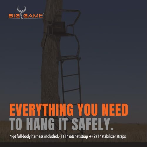 Image of BIG GAME Warrior DXT Ladder Whitetail Deer Elk Mule Above Hunting Outdoors Flex-Tek Seat 17' Tall 1-Person Tree Stand