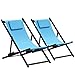 PURPLE LEAF Liegestuhl Klappbar Aluminium Gartenliege 2-er Set Strandstuhl Faltbar 5-Fach Verstellbare Rückenlehne Klappliegestuhl, Strandliege mit Kopfkissen, Türkis