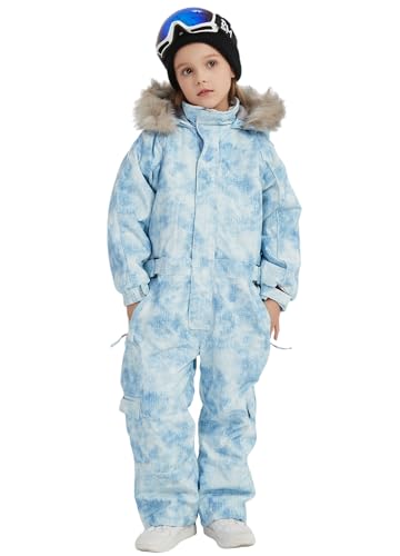Image of Kids Girls Boys Waterproof Colorful One Piece Snowsuits Coveralls Ski Suits Jackets Winter Jumpsuits