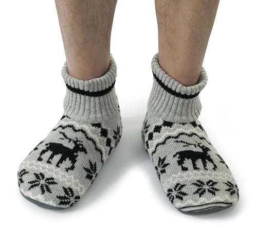 Image of BenSorts Men Fuzzy Slipper Socks with Grippers House Socks Gifts Christmas