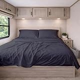 KRISHNA Premium RV Sheet Set Camper King Size 70'x80', Microfiber Bed Sheets for Campers, Motorhomes & Travel Trailers, Fits Mattresses up to 12' Deep, Dark Grey Solid
