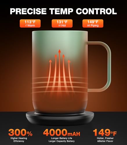 Image of Kepwam Self-Heating Coffee Mug T1, 16oz Rechargeable Heated Coffee Mug, Smart Coffee Warmer Mug with App-Controlled,Advanced Temperature-Controlled Heating Coffee Gifts for Women Men Coffee Lover