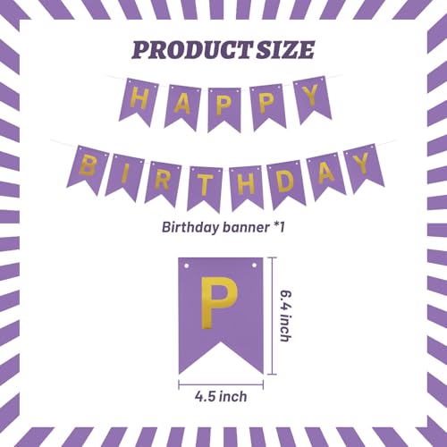 Image of ZHENGYE Happy Birthday Banner Purple Birthday Decoration Sign Birthday Party Decorations Supplies