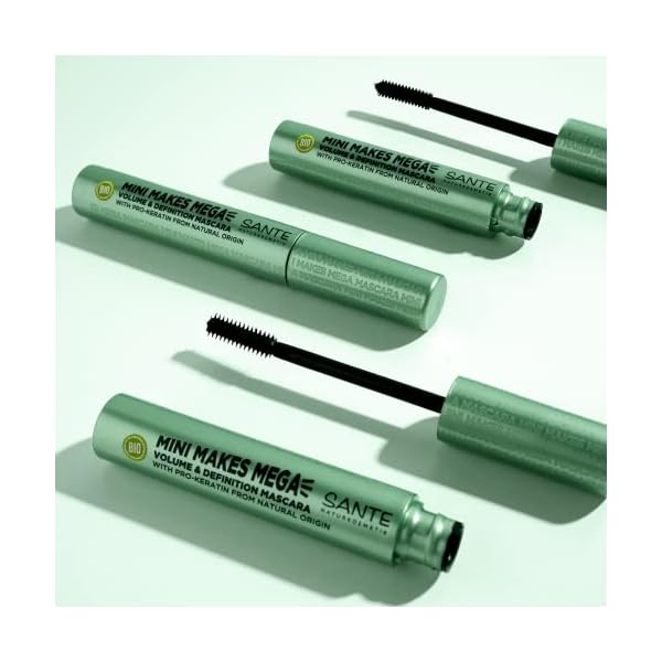 SANTE Naturkosmetik Wimperntusche flexibler Gummi Bürste, Mascara für verlängerte und voluminöse Wimpern, Mit Pro… – Bild 7